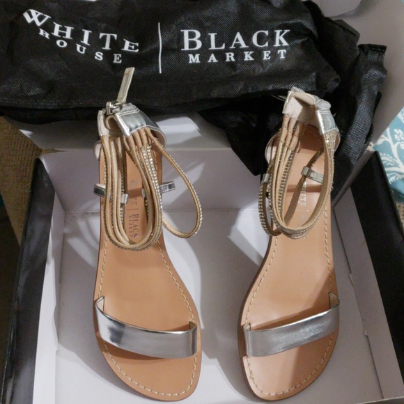 White House Black Market Shoes - White house Black mrket Silver sandals